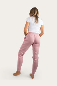Lorne Womens Trackpants - Rosey Pink with White Print