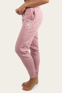 Lorne Womens Trackpants - Rosey Pink with White Print