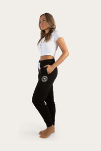 Lorne Womens Trackpants - Black with White Print