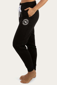 Lorne Womens Trackpants - Black with White Print