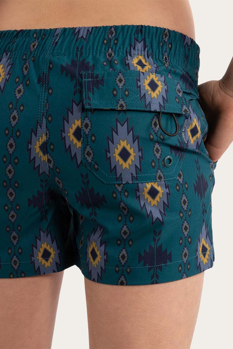 Kids Limited Edition Swimshort - Amazon Green with Montana Print