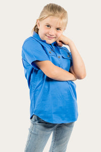 Ord River Kids Half Button Short Sleeve Workshirt - Blue