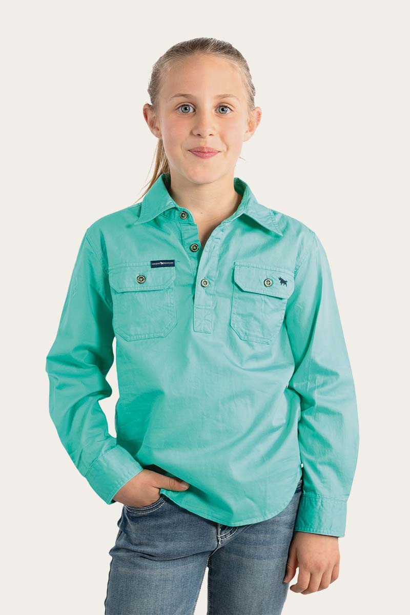 Ord River Kids Half Button Work Shirt - Mint