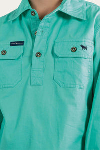 Ord River Kids Half Button Work Shirt - Mint