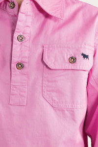 Ord River Kids Half Button Work Shirt - Pastel Pink