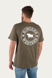 Signature Bull Mens Classic T-Shirt - Military Green/White