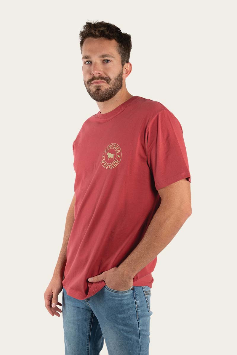 Signature Bull Mens Classic T-Shirt - Red Brick/Gold