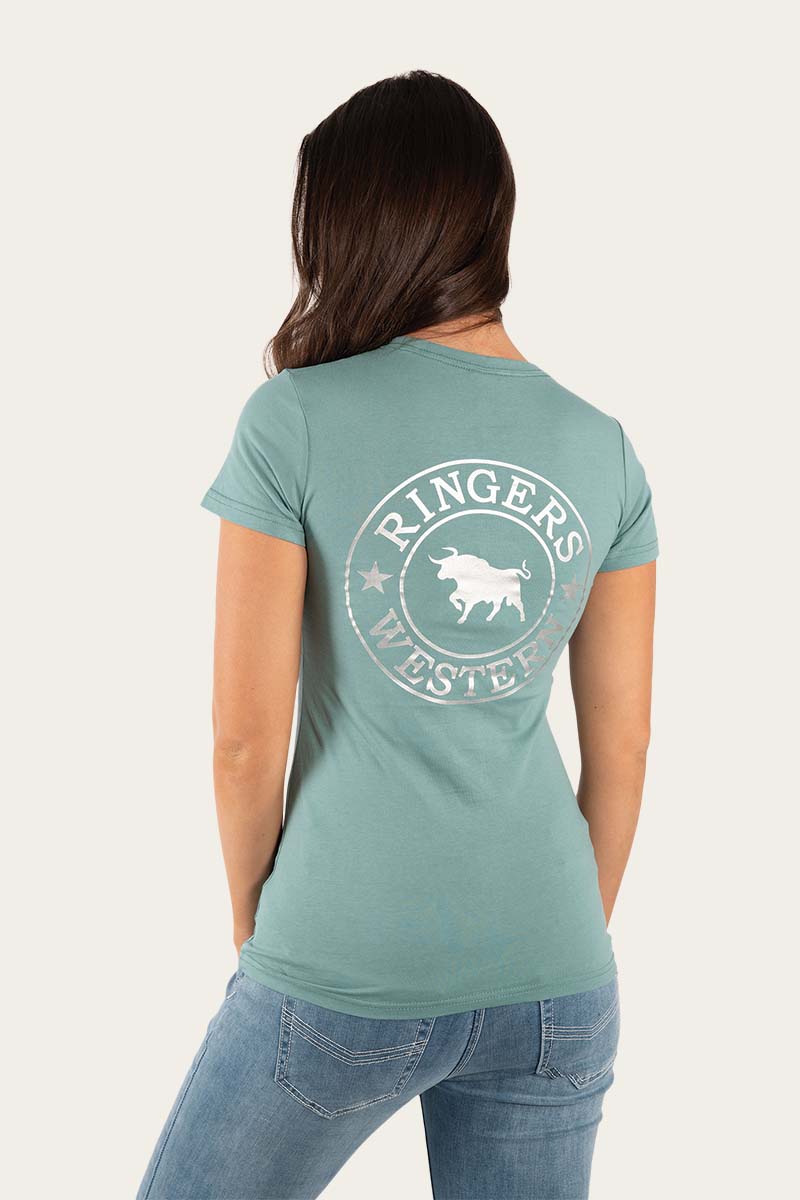 Signature Bull Womens Classic Fit T-Shirt - Sea Green/Silver