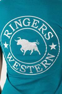 Signature Bull Womens Classic Fit T-Shirt - Teal/Silver