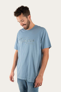 Stanford Mens Embroidered Logo Loose Fit T-Shirt - Faded Denim