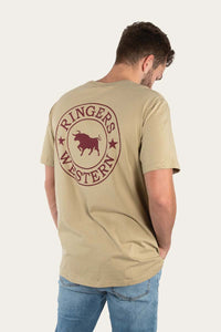 Signature Bull Mens Loose Fit T-Shirt - Camel/Burgundy
