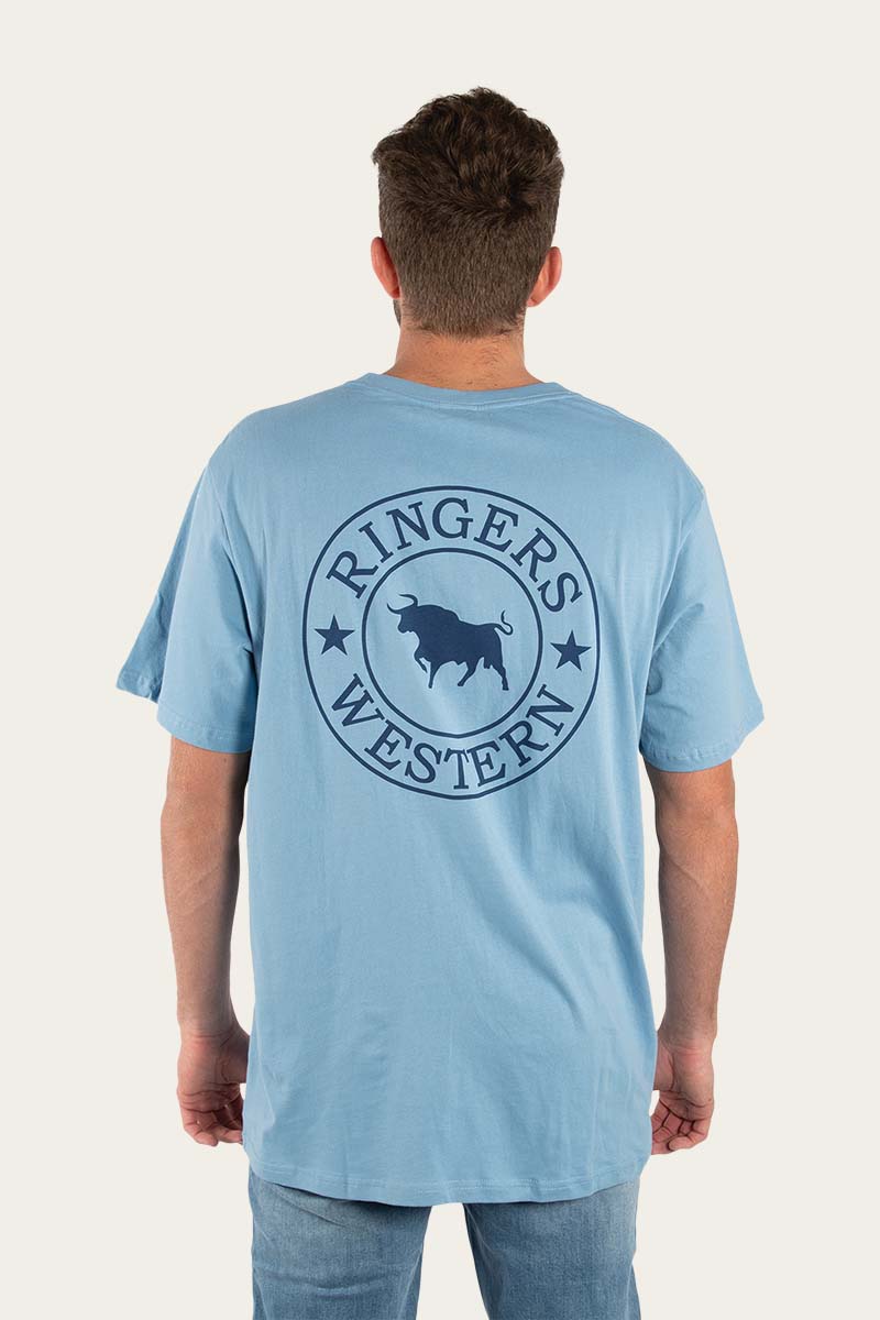 Signature Bull Mens Loose Fit T-Shirt - Carolina Blue/Navy