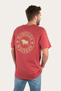 Signature Bull Mens Loose Fit T-Shirt - Red Brick/Gold