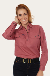 Pentecost River Womens Half Button Work Shirt - Dusty Rose
