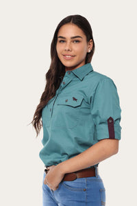 Pentecost River Womens Half Button Work Shirt - Dusty Jade