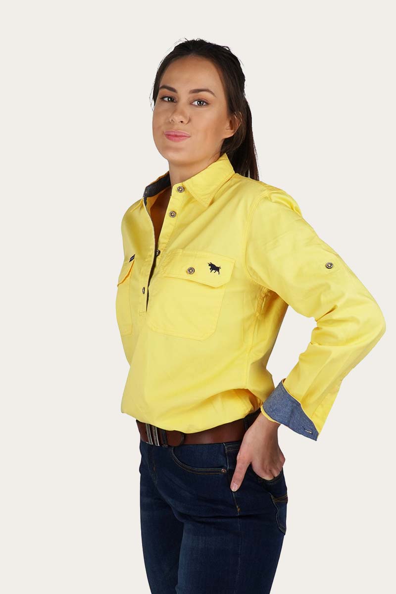 Pentecost River Womens Half Button Work Shirt - Lemon