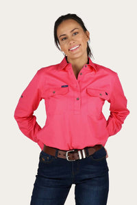 Pentecost River Womens Half Button Work Shirt - Melon