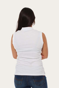 Classic Womens Sleeveless Polo Shirt - White