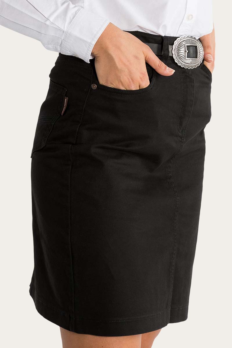 Maree Womens 5 Pockets Stretch Drill Skirt - Black
