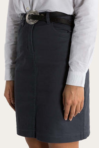 Maree Womens 5 Pockets Stretch Drill Skirt - Steel Blue