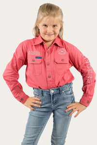 Jackaroo Kids Full Button Work Shirt - Camelia Rose/Ballet Pink