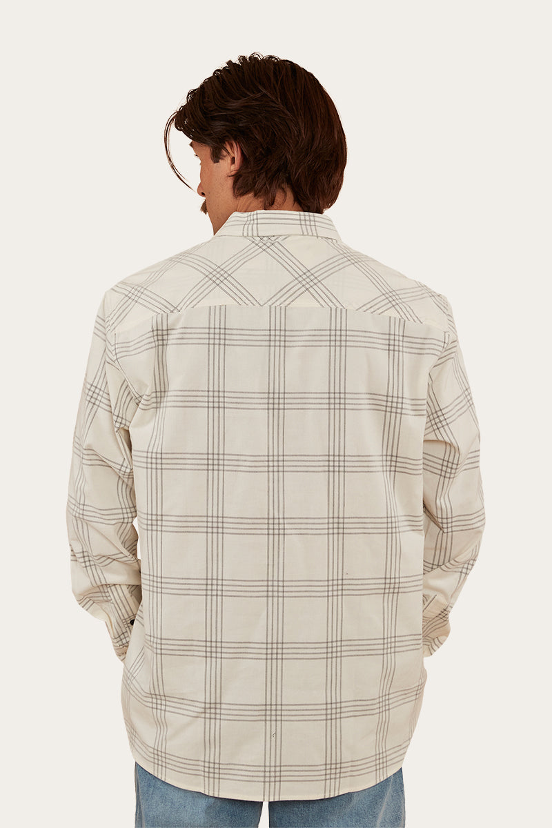 Wyatt Mens Corduroy Shirt - Off White/Charcoal