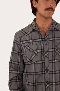 Cooma Mens Flanno Semi Fitted Shirt - Charcoal/Black