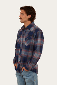 Cooma Mens Flanno Semi Fitted Shirt - Navy/Red