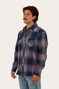 Cooma Mens Flanno Semi Fitted Shirt - Navy/Red