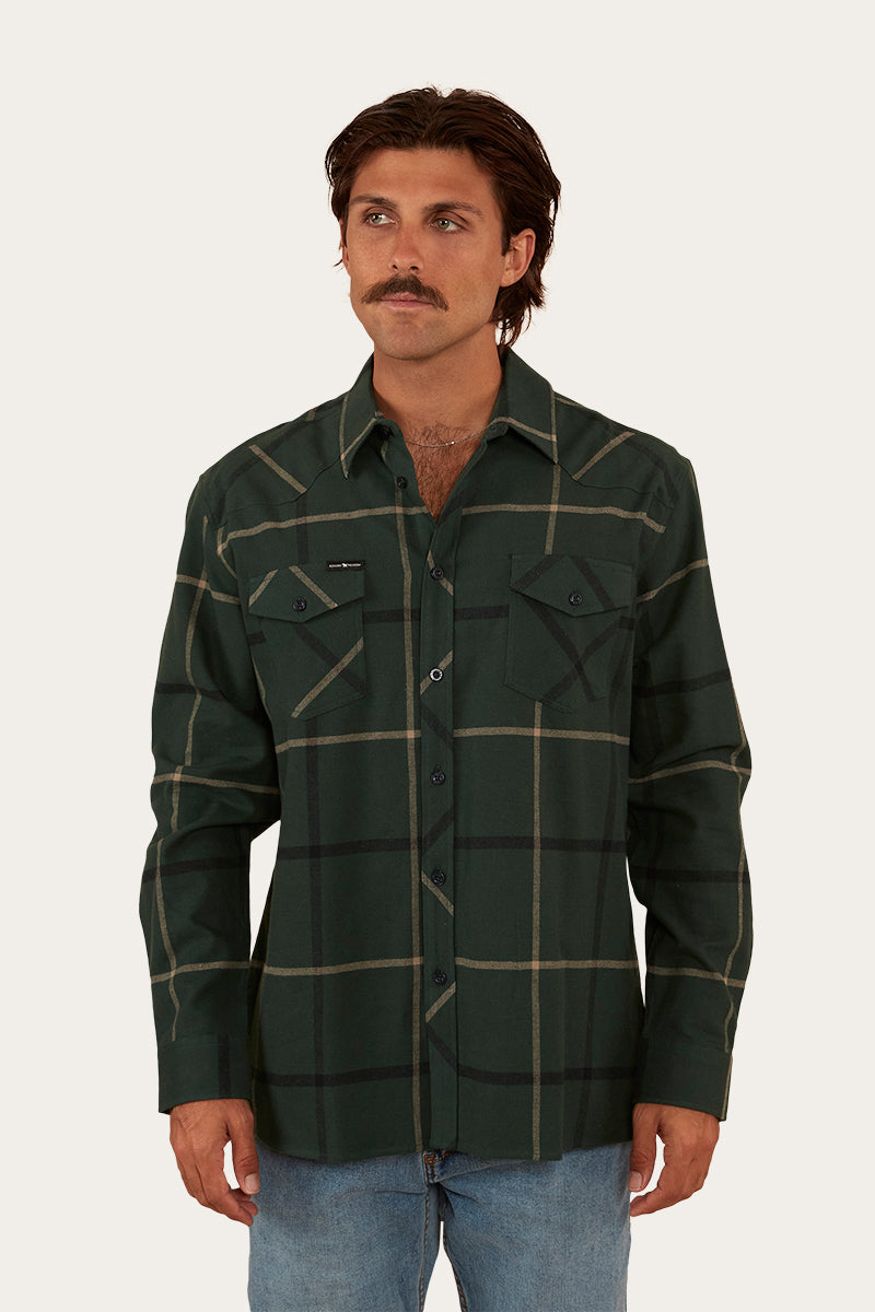 Cooma Mens Flanno Semi Fitted Shirt - Pine