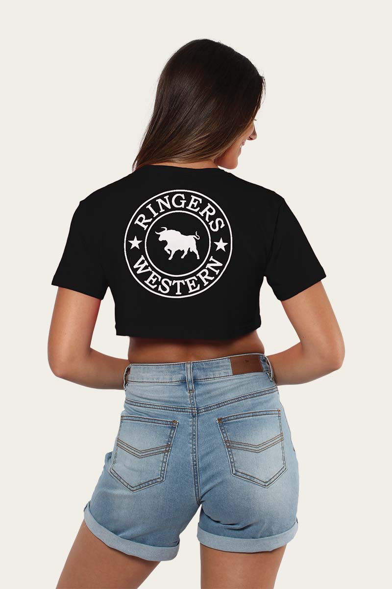 Signature Bull Womens Ultra Crop T-Shirt - Black/White