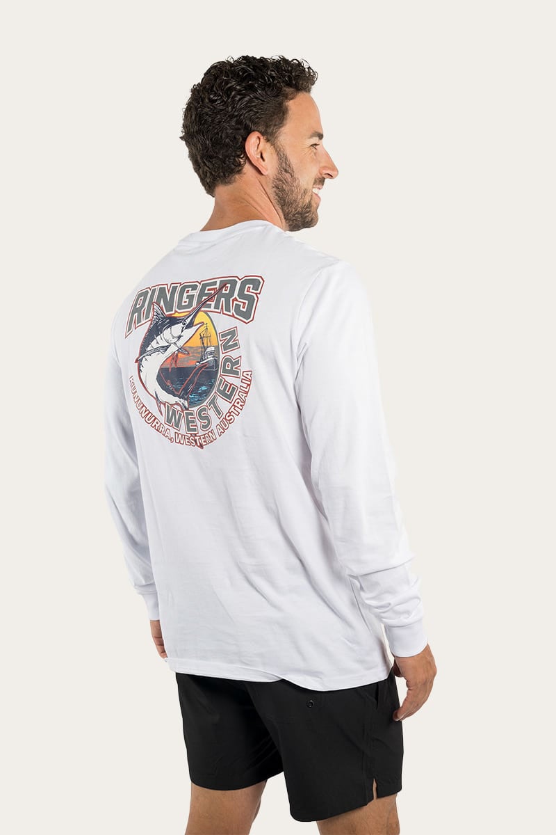 Spinner Mens Classic Fit Long Sleeve Tee - White