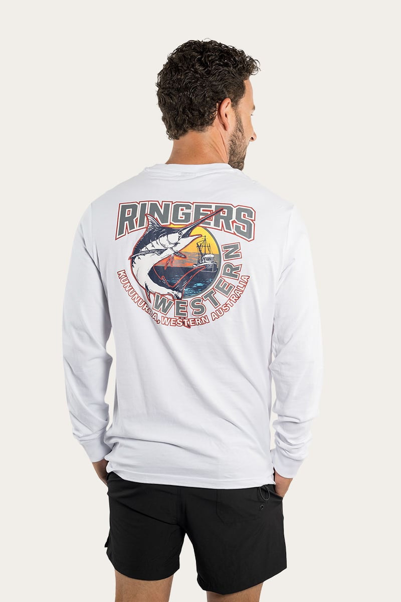 Spinner Mens Classic Fit Long Sleeve Tee - White