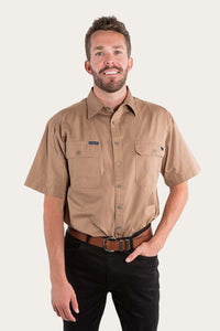 Lake Argyle Mens Short Sleeve Full Button Work Shirt - Clay