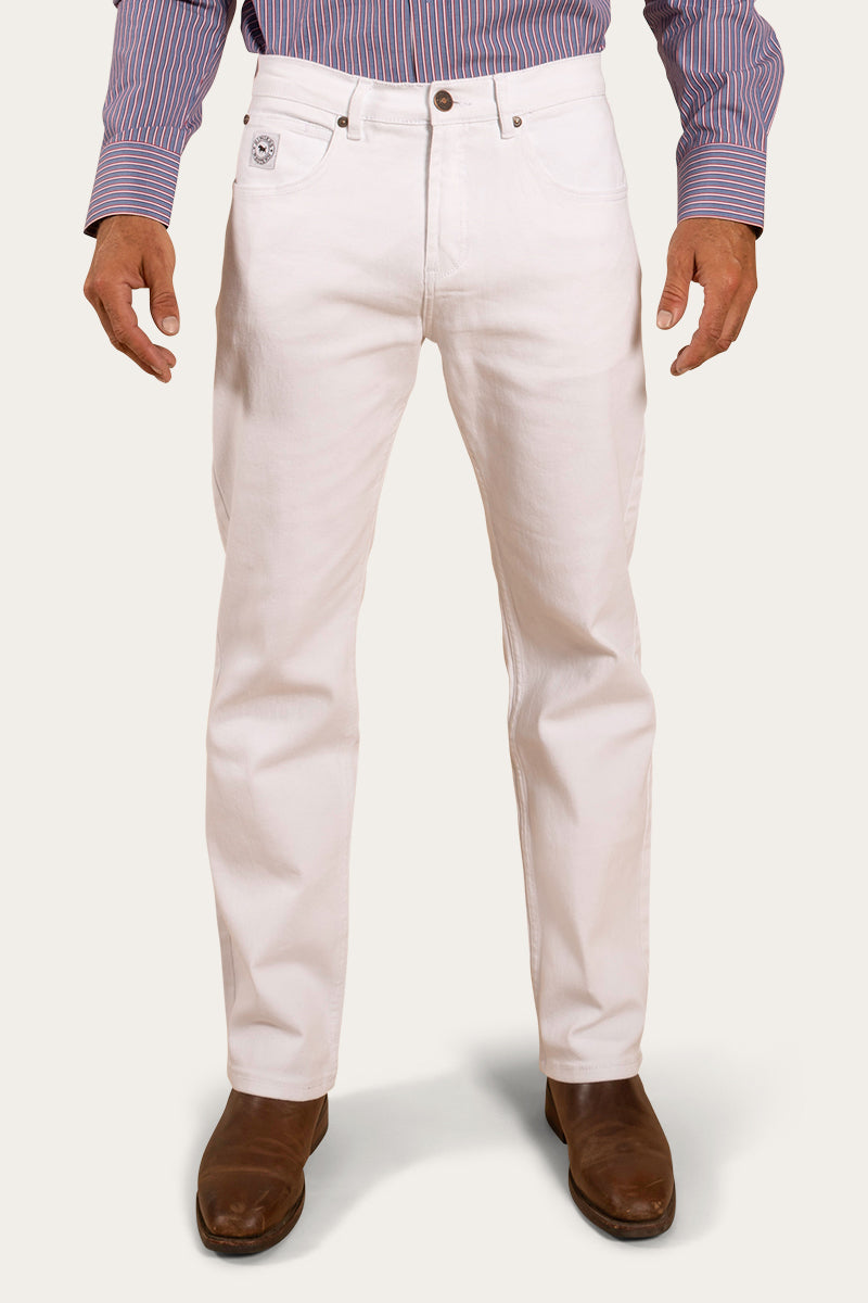 Muster Mens Slim Straight Fit Jean - White