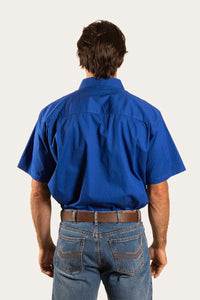 Pack Saddle Mens Short Sleeve Half Button Work Shirt - Royal Blue