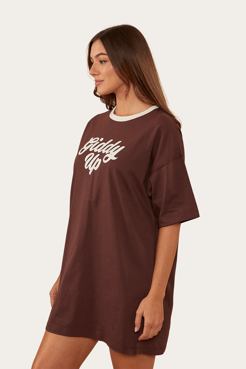 Melrose Womens T-Shirt Dress - Chocolate