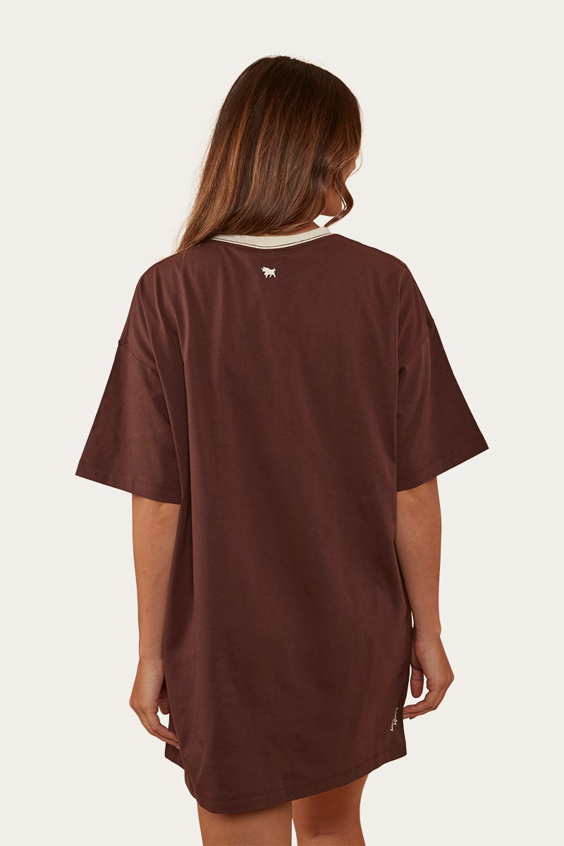 Melrose Womens T-Shirt Dress - Chocolate