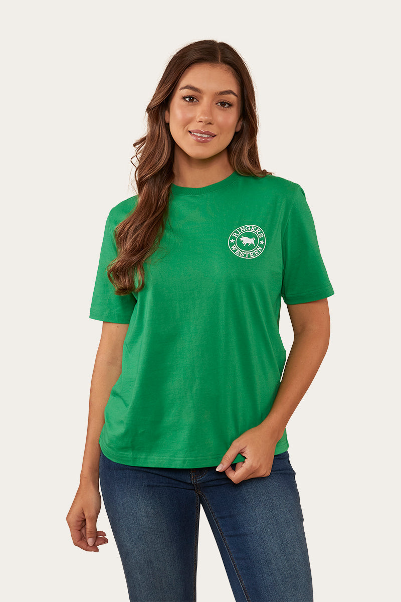 Signature Bull Womens Loose Fit T-Shirt - Kelly Green/White