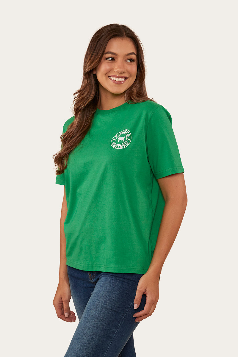 Signature Bull Womens Loose Fit T-Shirt - Kelly Green/White