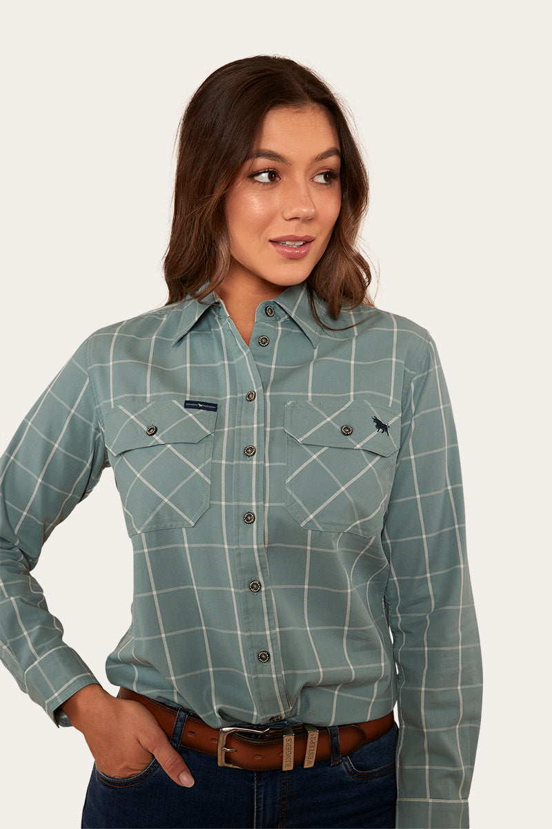 Northcliff Womens Half Button Work Shirt - Sea Green