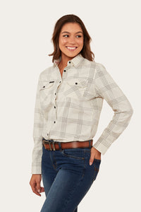 Jesse Womens Corduroy Shirt - Off White/Charcoal