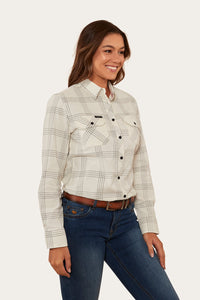 Jesse Womens Corduroy Shirt - Off White/Charcoal