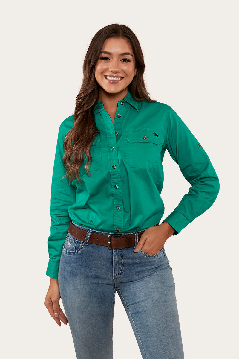 Pentecost River Womens Full Button Work Shirt - Green