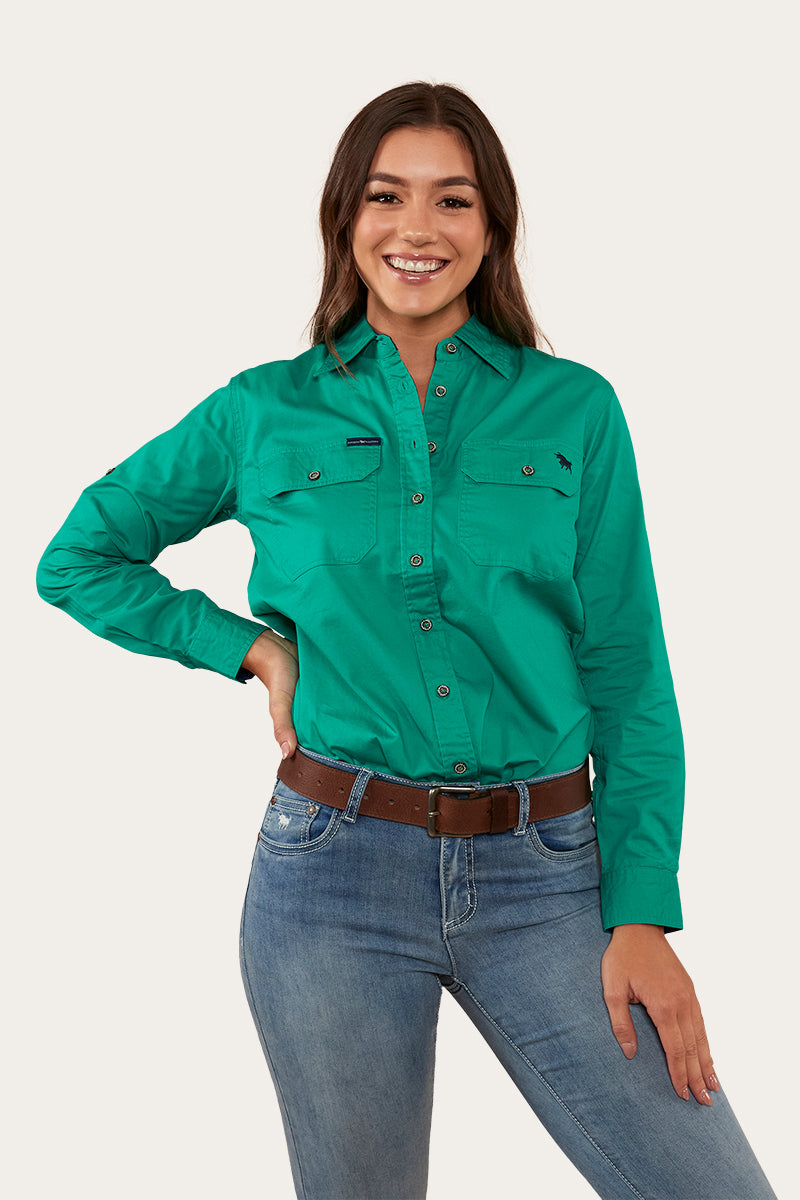Pentecost River Womens Full Button Work Shirt - Green