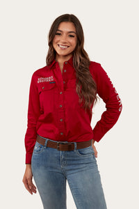 Signature Jillaroo Womens Full Button Work Shirt - Red/White