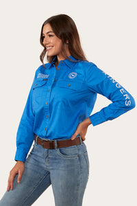 Signature Jillaroo Womens Full Button Work Shirt - Blue/White