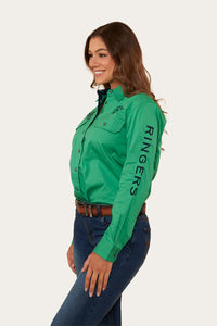 Signature Jillaroo Womens Full Button Work Shirt - Kelly Green/Navy