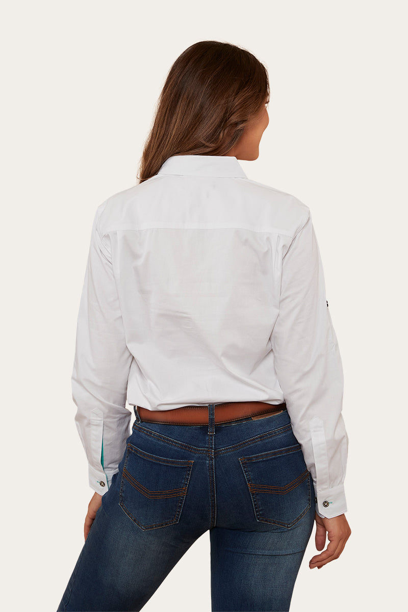 Pentecost River Womens Full Button Work Shirt - White/Mint