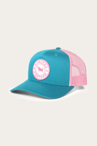 Signature Bull Kids Trucker Cap - Teal & Pink with Pink & White Patch